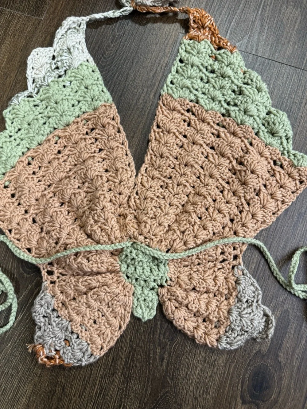 Women's Crochet Butterfly Shaped Crop Top Open Back Indie Boho Festival Hippie - Picture 10 of 10